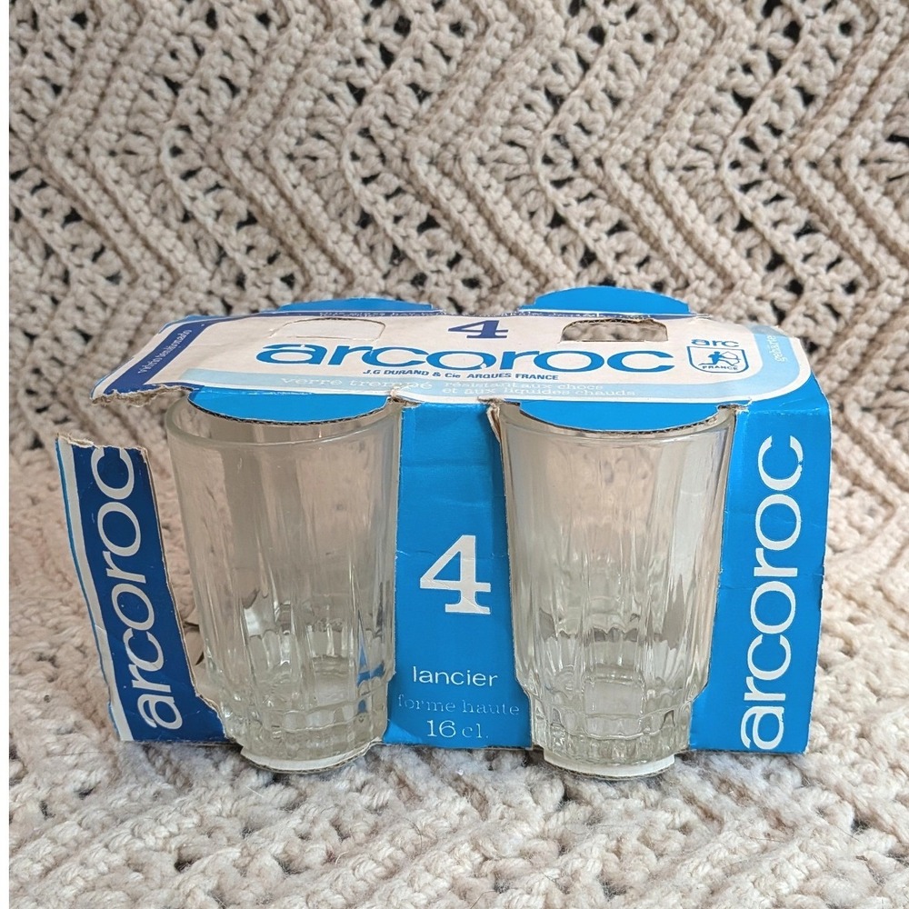 Vintage Arcoroc France Lancier Glass Set of 4 Toughened Juice Glasses 16cl 5.4oz